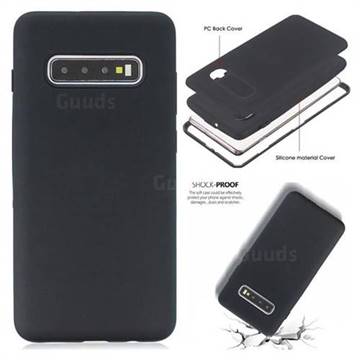 Matte PC + Silicone Shockproof Phone Back Cover Case for Samsung Galaxy S10 (6.1 inch) - Black