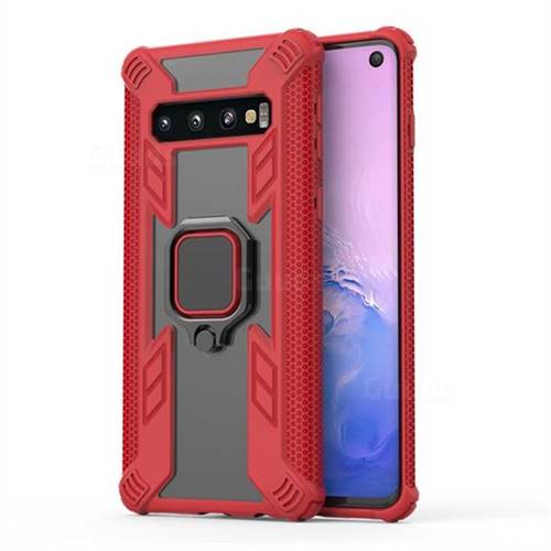 Predator Armor Metal Ring Grip Shockproof Dual Layer Rugged Hard Cover for Samsung Galaxy S10 (6.1 inch) - Red