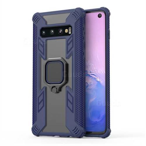 Predator Armor Metal Ring Grip Shockproof Dual Layer Rugged Hard Cover for Samsung Galaxy S10 (6.1 inch) - Blue