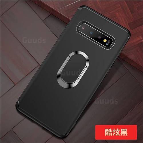 Anti-fall Invisible 360 Rotating Ring Grip Holder Kickstand Phone Cover for Samsung Galaxy S10 (6.1 inch) - Black