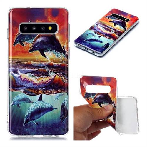 Flying Dolphin Soft TPU Cell Phone Back Cover for Samsung Galaxy S10 (6.1 inch)