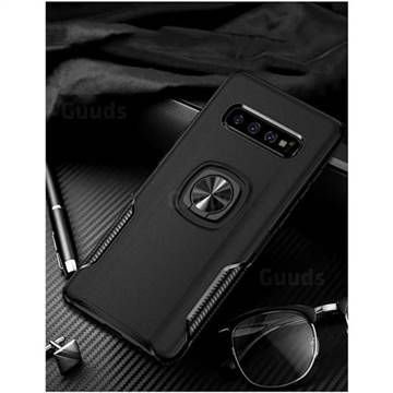Knight Armor Anti Drop PC + Silicone Invisible Ring Holder Phone Cover for Samsung Galaxy S10 (6.1 inch) - Black