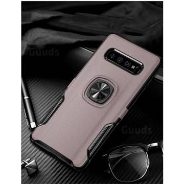Knight Armor Anti Drop PC + Silicone Invisible Ring Holder Phone Cover for Samsung Galaxy S10 (6.1 inch) - Rose Gold