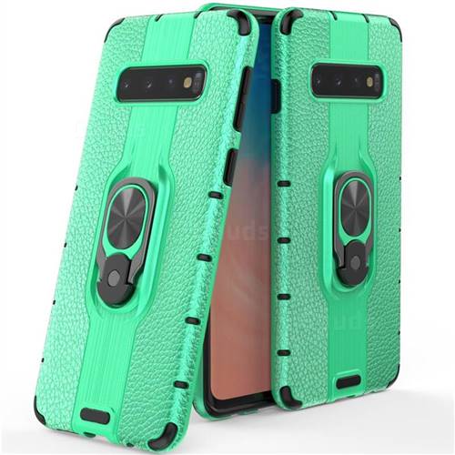 Alita Battle Angel Armor Metal Ring Grip Shockproof Dual Layer Rugged Hard Cover for Samsung Galaxy S10 (6.1 inch) - Green