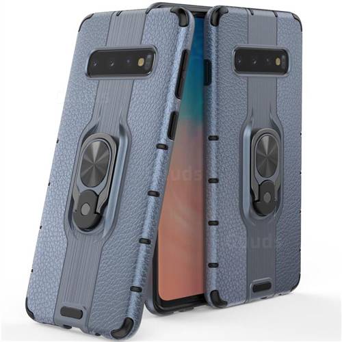 Alita Battle Angel Armor Metal Ring Grip Shockproof Dual Layer Rugged Hard Cover for Samsung Galaxy S10 (6.1 inch) - Blue