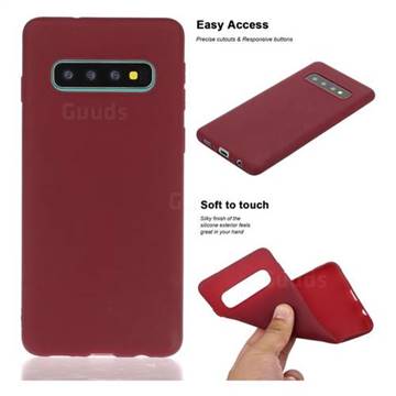 Soft Matte Silicone Phone Cover for Samsung Galaxy S10 (6.1 inch) - Wine Red