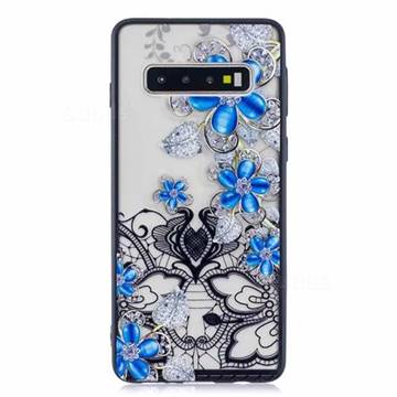 Lilac Lace Diamond Flower Soft TPU Back Cover for Samsung Galaxy S10 (6.1 inch)