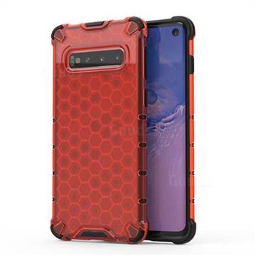 Honeycomb TPU + PC Hybrid Armor Shockproof Case Cover for Samsung Galaxy S10 (6.1 inch) - Red