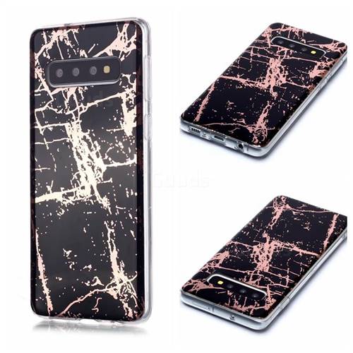 Black Galvanized Rose Gold Marble Phone Back Cover for Samsung Galaxy S10 (6.1 inch)
