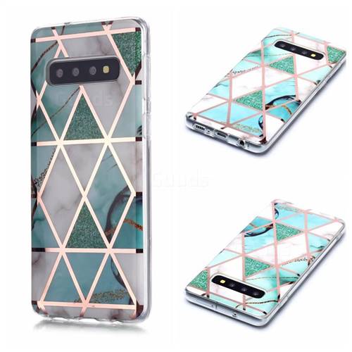 Green White Galvanized Rose Gold Marble Phone Back Cover for Samsung Galaxy S10 (6.1 inch)