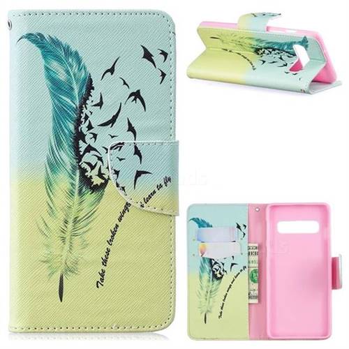 Feather Bird Leather Wallet Case for Samsung Galaxy S10 (6.1 inch)