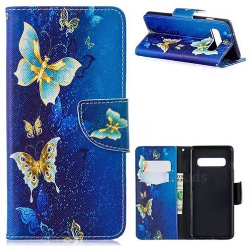 Golden Butterflies Leather Wallet Case for Samsung Galaxy S10 (6.1 inch)