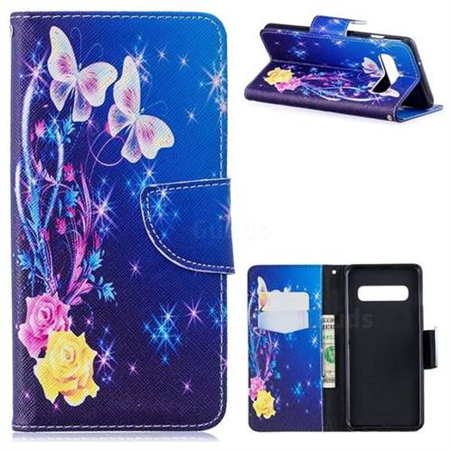 Yellow Flower Butterfly Leather Wallet Case for Samsung Galaxy S10 (6.1 inch)