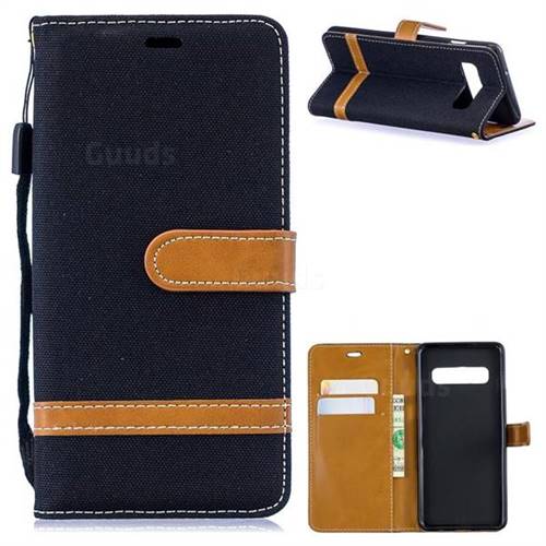Jeans Cowboy Denim Leather Wallet Case for Samsung Galaxy S10 (6.1 inch) - Black