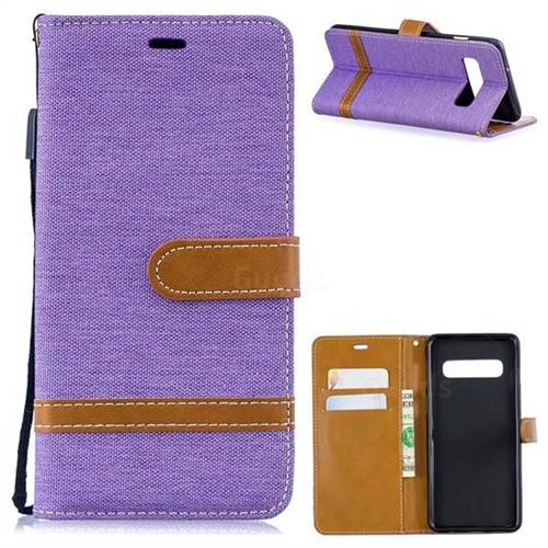 Jeans Cowboy Denim Leather Wallet Case for Samsung Galaxy S10 (6.1 inch) - Purple