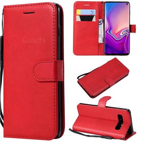 Retro Greek Classic Smooth PU Leather Wallet Phone Case for Samsung Galaxy S10 (6.1 inch) - Red