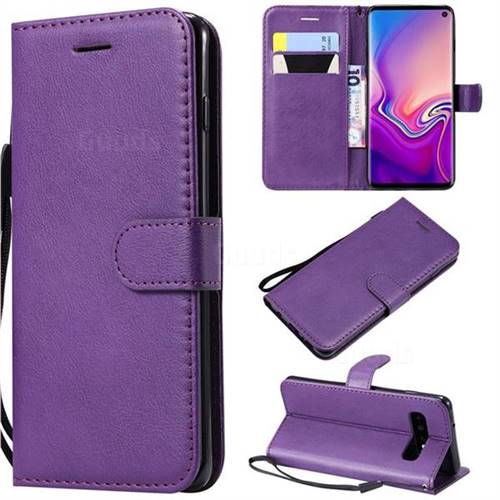 Retro Greek Classic Smooth PU Leather Wallet Phone Case for Samsung Galaxy S10 (6.1 inch) - Purple