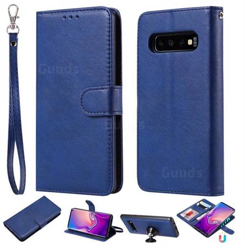 Retro Greek Detachable Magnetic PU Leather Wallet Phone Case for Samsung Galaxy S10 (6.1 inch) - Blue