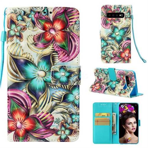Kaleidoscope Flower 3D Painted Leather Wallet Case for Samsung Galaxy ...