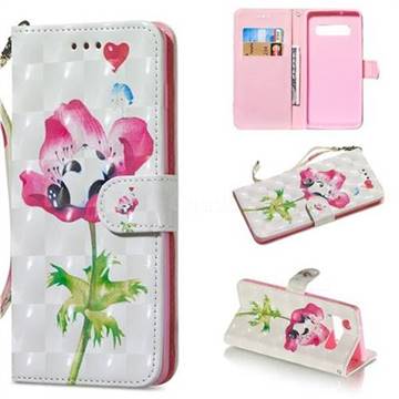 Flower Panda 3D Painted Leather Wallet Phone Case for Samsung Galaxy S10 (6.1 inch)