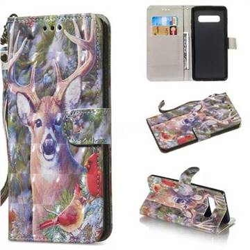 Elk Deer 3D Painted Leather Wallet Phone Case for Samsung Galaxy S10 (6.1 inch)