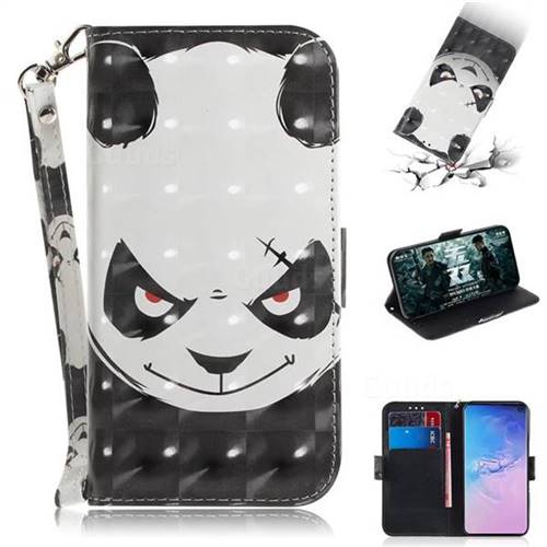 Angry Bear 3D Painted Leather Wallet Phone Case for Samsung Galaxy S10 (6.1 inch)