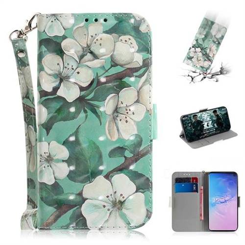 Watercolor Flower 3D Painted Leather Wallet Phone Case for Samsung Galaxy S10 (6.1 inch)