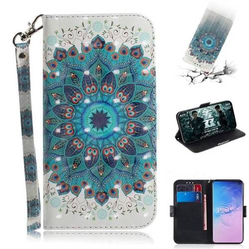 Peacock Mandala 3D Painted Leather Wallet Phone Case for Samsung Galaxy S10 (6.1 inch)