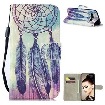 Feather Wind Chimes 3D Painted Leather Wallet Phone Case for Samsung Galaxy S10 (6.1 inch)