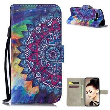 Oil Painting Mandala 3D Painted Leather Wallet Phone Case for Samsung Galaxy S10 (6.1 inch)