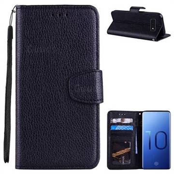 Litchi Pattern PU Leather Wallet Case for Samsung Galaxy S10 (6.1 inch) - Black
