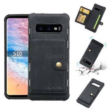 Brush Multi-function Leather Phone Case for Samsung Galaxy S10 (6.1 inch) - Black