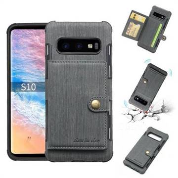 Brush Multi-function Leather Phone Case for Samsung Galaxy S10 (6.1 inch) - Gray