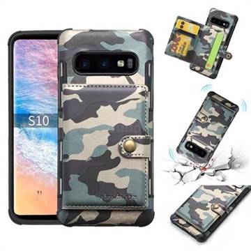 Camouflage Multi-function Leather Phone Case for Samsung Galaxy S10 (6.1 inch) - Gray