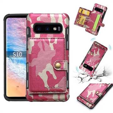 Camouflage Multi-function Leather Phone Case for Samsung Galaxy S10 (6.1 inch) - Rose