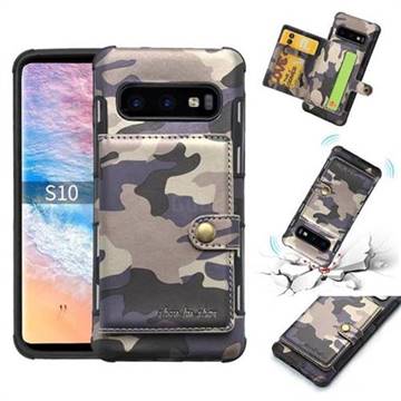 Camouflage Multi-function Leather Phone Case for Samsung Galaxy S10 (6.1 inch) - Purple