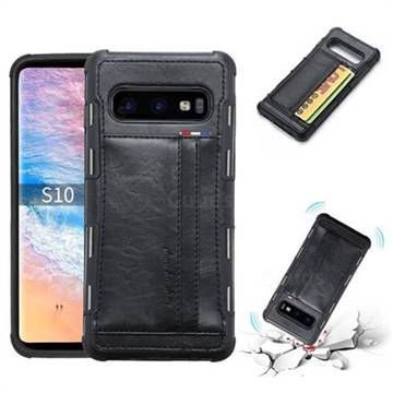 Luxury Shatter-resistant Leather Coated Card Phone Case for Samsung Galaxy S10 (6.1 inch) - Black