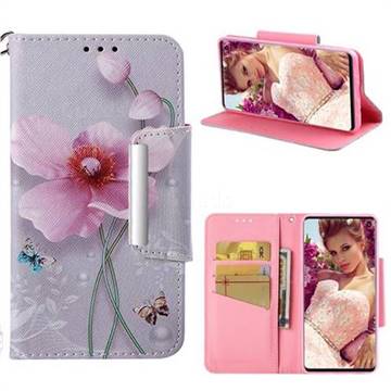 Pearl Flower Big Metal Buckle PU Leather Wallet Phone Case for Samsung Galaxy S10 (6.1 inch)