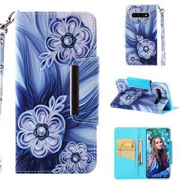Button Flower Big Metal Buckle PU Leather Wallet Phone Case for Samsung Galaxy S10 (6.1 inch)