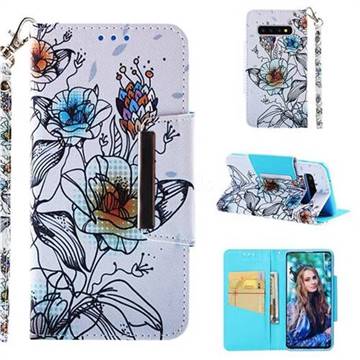Fotus Flower Big Metal Buckle PU Leather Wallet Phone Case for Samsung Galaxy S10 (6.1 inch)