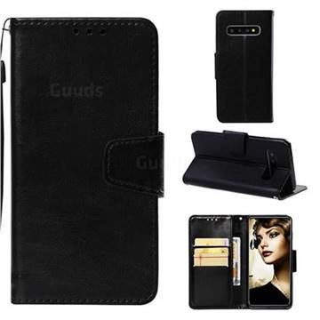 Retro Phantom Smooth PU Leather Wallet Holster Case for Samsung Galaxy S10 (6.1 inch) - Black