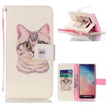 Lovely Cat Leather Wallet Phone Case for Samsung Galaxy S10 (6.1 inch)