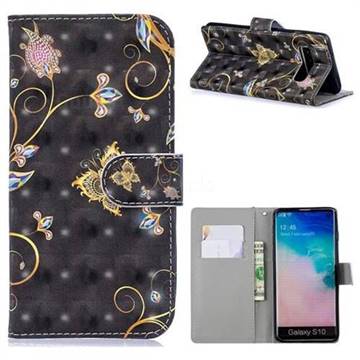 Black Butterfly 3D Painted Leather Phone Wallet Case for Samsung Galaxy S10 (6.1 inch)
