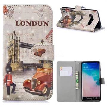 Retro London 3D Painted Leather Phone Wallet Case for Samsung Galaxy S10 (6.1 inch)