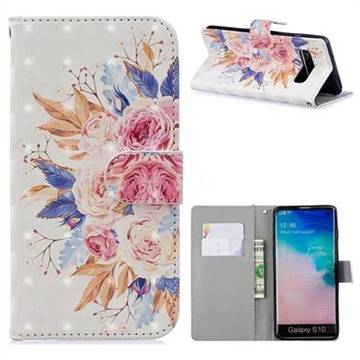 Rose Flowers 3D Painted Leather Phone Wallet Case for Samsung Galaxy S10 (6.1 inch)