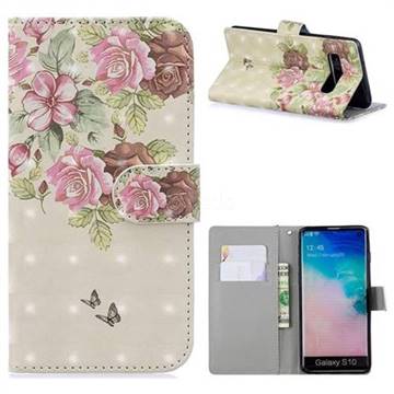 Beauty Rose 3D Painted Leather Phone Wallet Case for Samsung Galaxy S10 (6.1 inch)