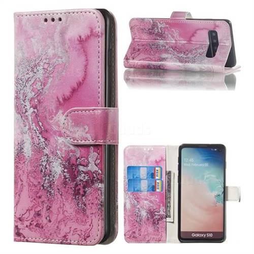 Pink Seawater PU Leather Wallet Case for Samsung Galaxy S10 (6.1 inch)