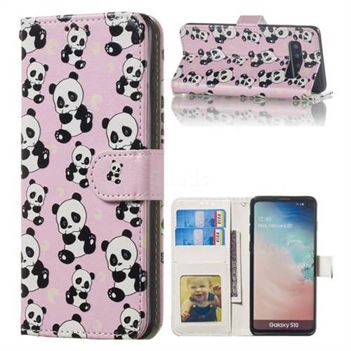 Cute Panda 3D Relief Oil PU Leather Wallet Case for Samsung Galaxy S10 (6.1 inch)