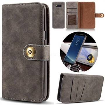 Luxury Vintage Split Separated Leather Wallet Case for Samsung Galaxy S10 (6.1 inch) - Black