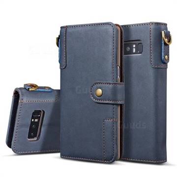Retro Luxury Cowhide Leather Wallet Case for Samsung Galaxy S10 (6.1 inch) - Blue